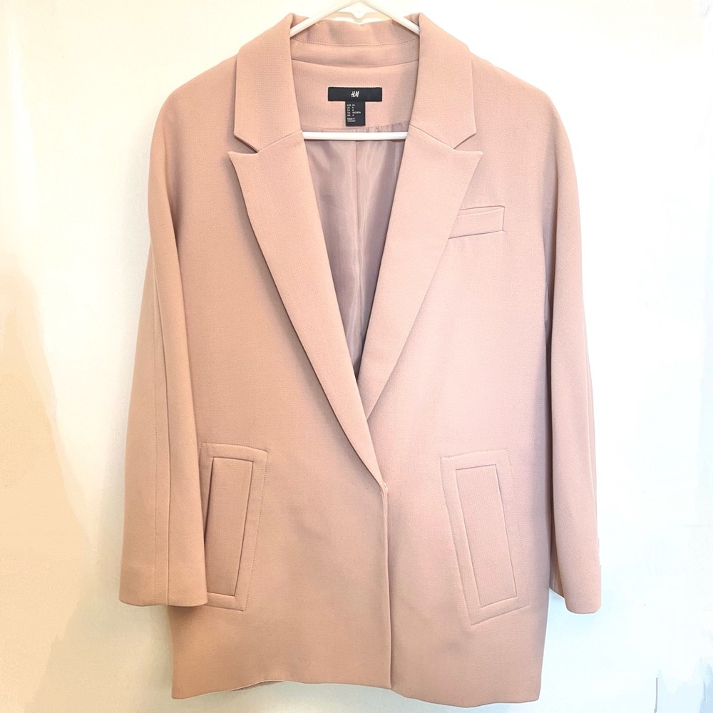 H&M mauve pink blazer coat, longer length, perfect condition, size us 4